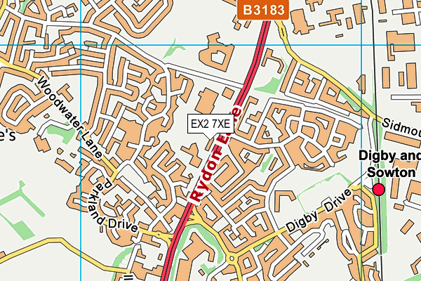 EX2 7XE map - OS VectorMap District (Ordnance Survey)