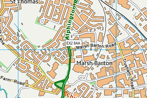 EX2 8AA map - OS VectorMap District (Ordnance Survey)