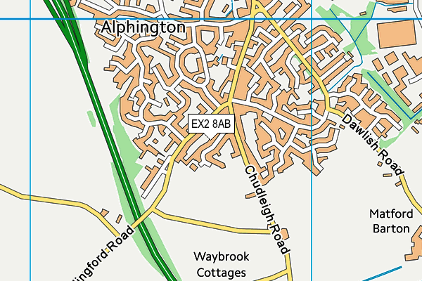 EX2 8AB map - OS VectorMap District (Ordnance Survey)