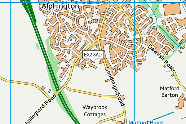 EX2 8AD map - OS VectorMap District (Ordnance Survey)