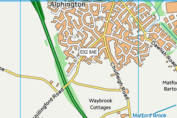 EX2 8AE map - OS VectorMap District (Ordnance Survey)