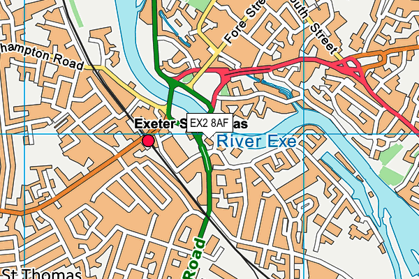 EX2 8AF map - OS VectorMap District (Ordnance Survey)