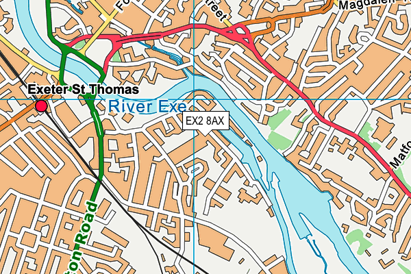 EX2 8AX map - OS VectorMap District (Ordnance Survey)