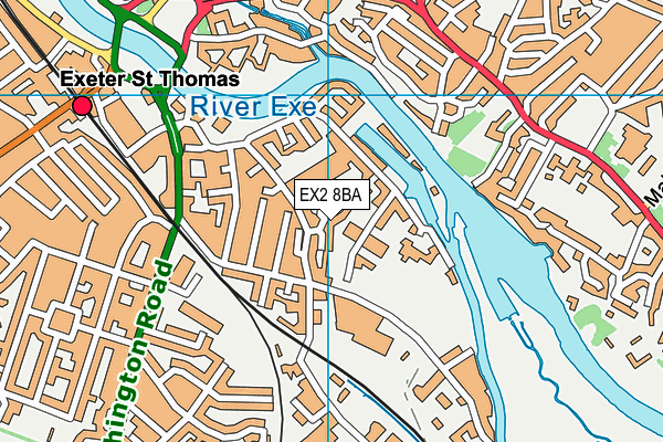 EX2 8BA map - OS VectorMap District (Ordnance Survey)