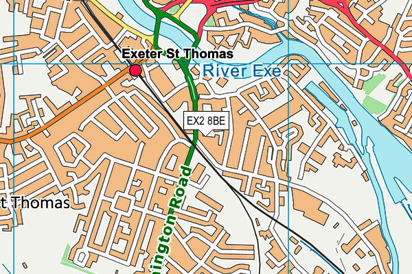EX2 8BE map - OS VectorMap District (Ordnance Survey)