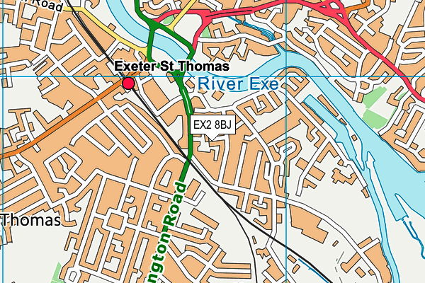 EX2 8BJ map - OS VectorMap District (Ordnance Survey)