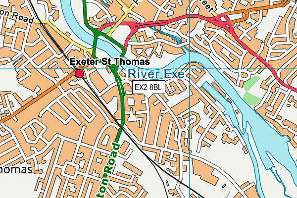 EX2 8BL map - OS VectorMap District (Ordnance Survey)