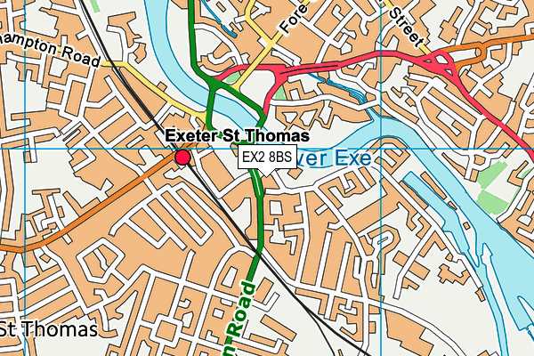 EX2 8BS map - OS VectorMap District (Ordnance Survey)