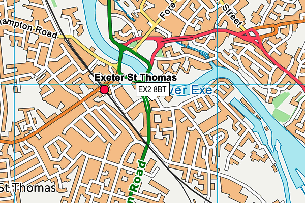 EX2 8BT map - OS VectorMap District (Ordnance Survey)