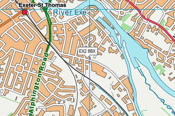 EX2 8BX map - OS VectorMap District (Ordnance Survey)