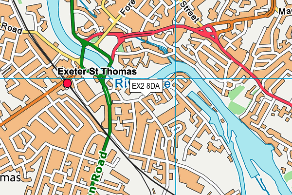 EX2 8DA map - OS VectorMap District (Ordnance Survey)