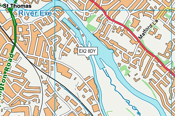 EX2 8DY map - OS VectorMap District (Ordnance Survey)