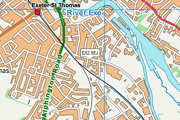 EX2 8EJ map - OS VectorMap District (Ordnance Survey)