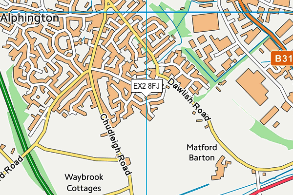 EX2 8FJ map - OS VectorMap District (Ordnance Survey)