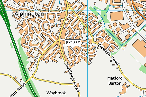 EX2 8FZ map - OS VectorMap District (Ordnance Survey)