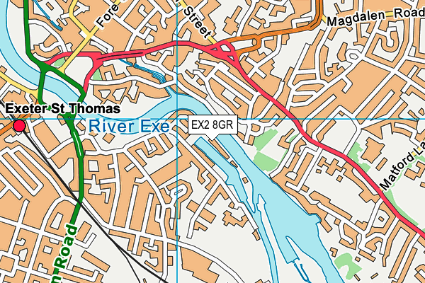 EX2 8GR map - OS VectorMap District (Ordnance Survey)