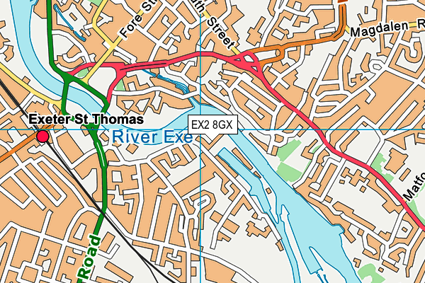 EX2 8GX map - OS VectorMap District (Ordnance Survey)