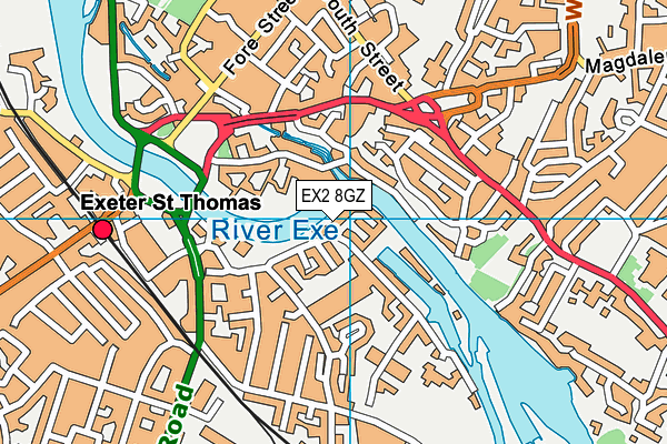 EX2 8GZ map - OS VectorMap District (Ordnance Survey)