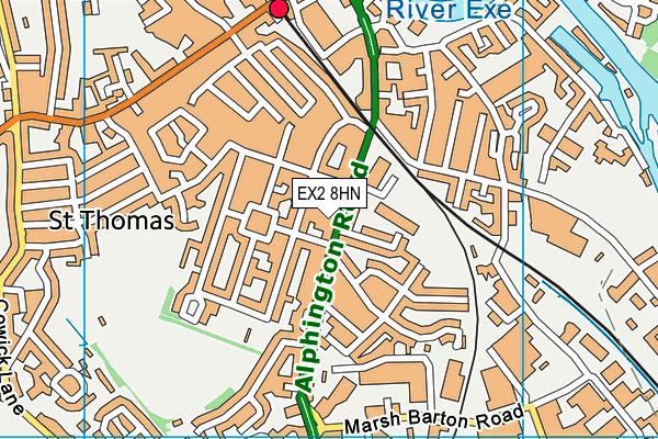 EX2 8HN map - OS VectorMap District (Ordnance Survey)