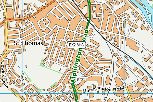 EX2 8HS map - OS VectorMap District (Ordnance Survey)