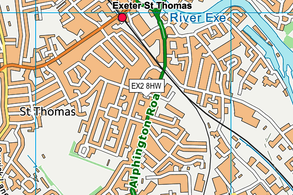 EX2 8HW map - OS VectorMap District (Ordnance Survey)