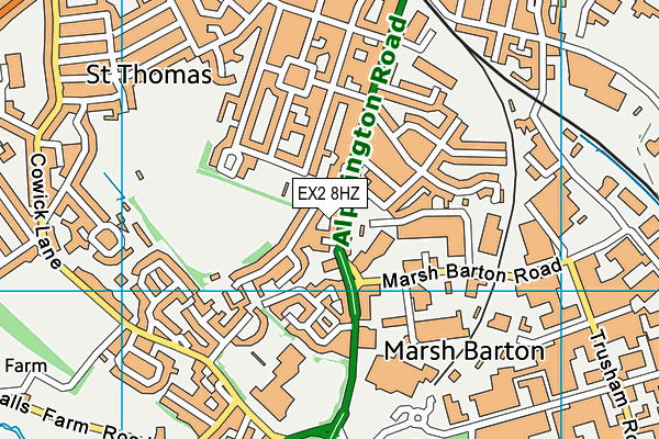 EX2 8HZ map - OS VectorMap District (Ordnance Survey)