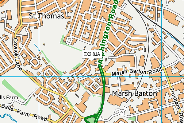 EX2 8JA map - OS VectorMap District (Ordnance Survey)