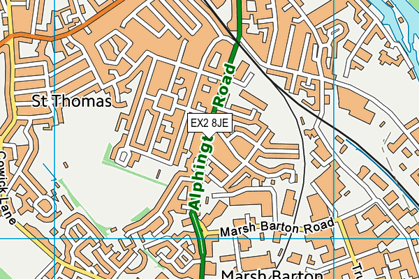 EX2 8JE map - OS VectorMap District (Ordnance Survey)