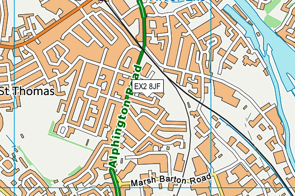 EX2 8JF map - OS VectorMap District (Ordnance Survey)