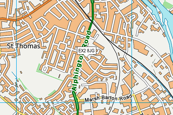 EX2 8JG map - OS VectorMap District (Ordnance Survey)