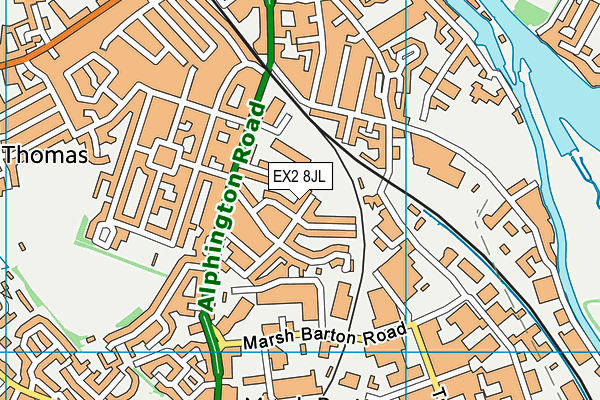 EX2 8JL map - OS VectorMap District (Ordnance Survey)