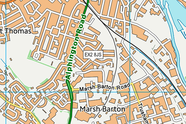 EX2 8JS map - OS VectorMap District (Ordnance Survey)