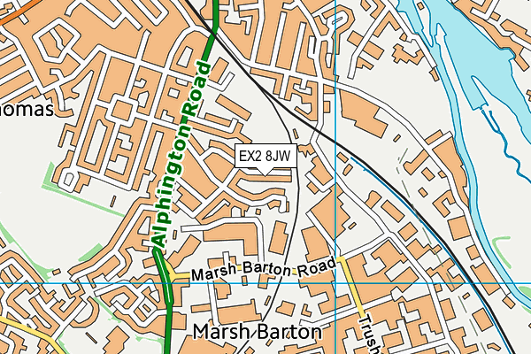 EX2 8JW map - OS VectorMap District (Ordnance Survey)