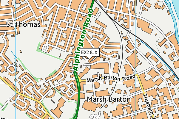 EX2 8JX map - OS VectorMap District (Ordnance Survey)