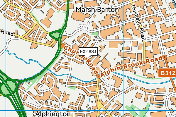 EX2 8SJ map - OS VectorMap District (Ordnance Survey)