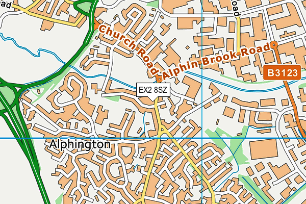 EX2 8SZ map - OS VectorMap District (Ordnance Survey)