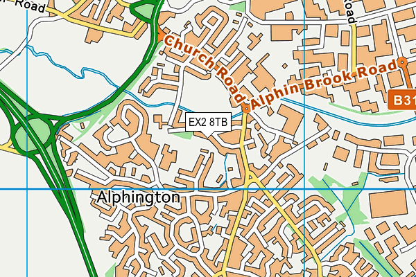 EX2 8TB map - OS VectorMap District (Ordnance Survey)