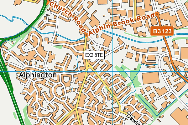 EX2 8TE map - OS VectorMap District (Ordnance Survey)