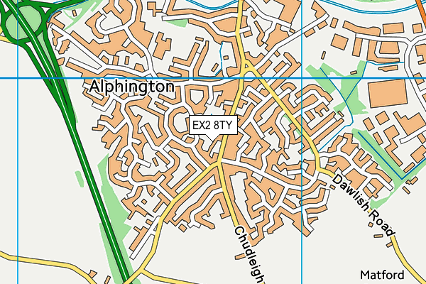 EX2 8TY map - OS VectorMap District (Ordnance Survey)