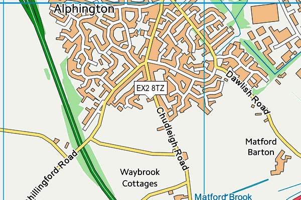 EX2 8TZ map - OS VectorMap District (Ordnance Survey)