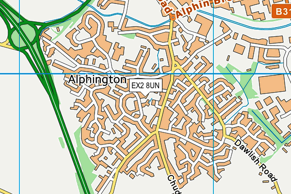 EX2 8UN map - OS VectorMap District (Ordnance Survey)