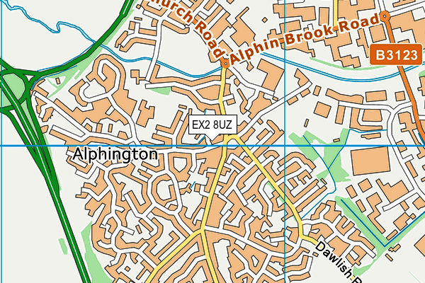 EX2 8UZ map - OS VectorMap District (Ordnance Survey)