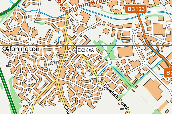 EX2 8XA map - OS VectorMap District (Ordnance Survey)