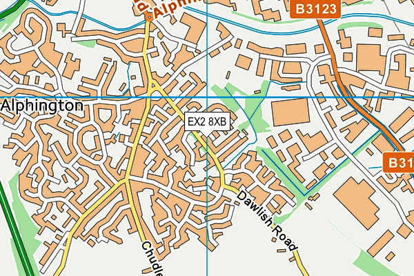 EX2 8XB map - OS VectorMap District (Ordnance Survey)