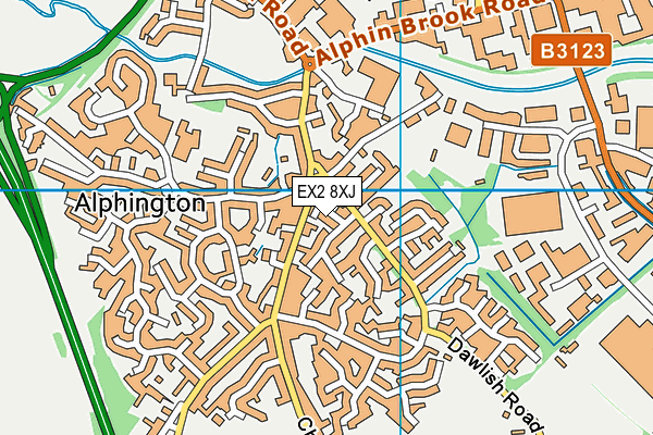 EX2 8XJ map - OS VectorMap District (Ordnance Survey)