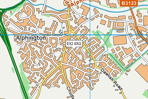EX2 8XQ map - OS VectorMap District (Ordnance Survey)