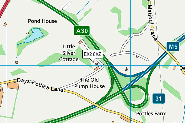 EX2 8XZ map - OS VectorMap District (Ordnance Survey)