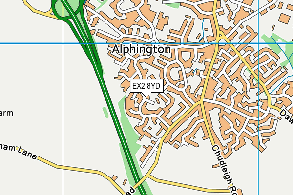 EX2 8YD map - OS VectorMap District (Ordnance Survey)