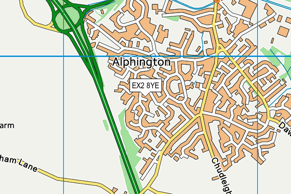 EX2 8YE map - OS VectorMap District (Ordnance Survey)