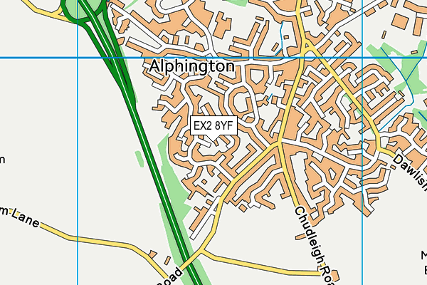 EX2 8YF map - OS VectorMap District (Ordnance Survey)